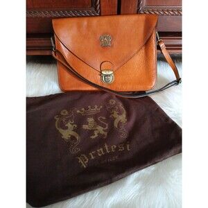 Pratesi Firenze STUNNING Genuine Leather Crossbody/Clutch Bag Italy Cognac